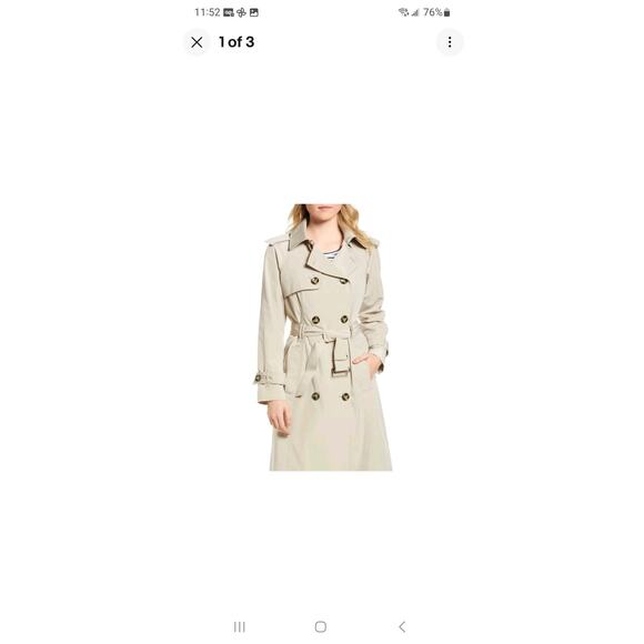 Womens London Fog 3/4 Length Double-breasted Trench Coat With Belt Stone XL NWOT - Picture 1 of 5